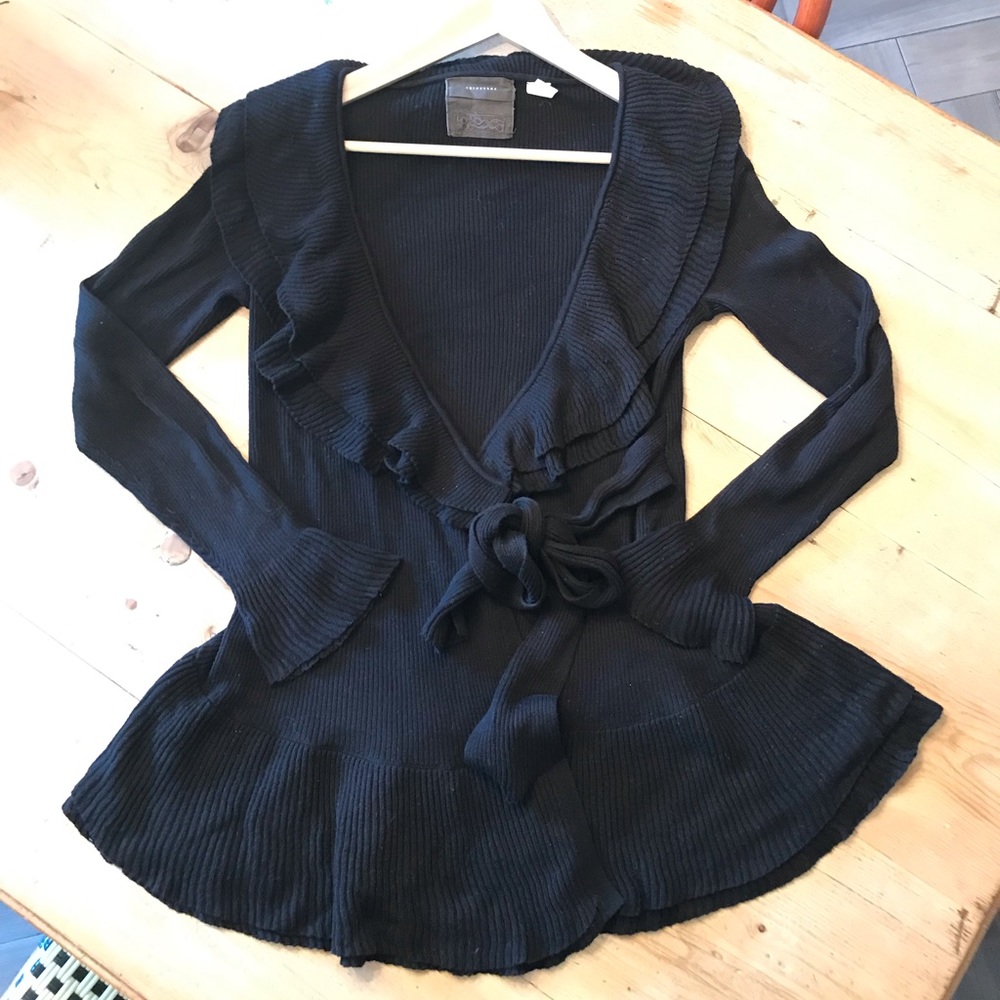 Anthropologie Guinevere Ruffle Wrap Sweater